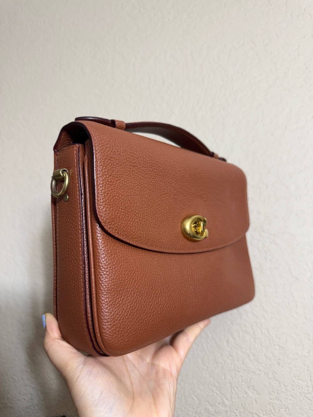RARE Coach Cassie Pebbled Leather Top-Handle Crossbody - Chestnut Brown Saddle - Picture 2 of 6
